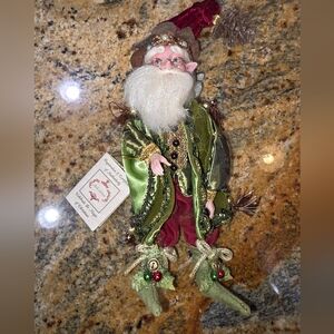 Mark Roberts Holiday Elf with Green and Red Outfit Pinecone Forest Fairy - small